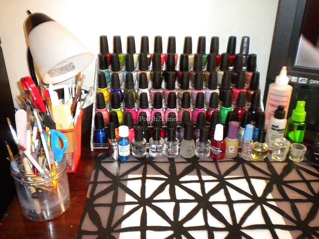 I purchased a nail polish rack from the beauty supply store for my desk – I